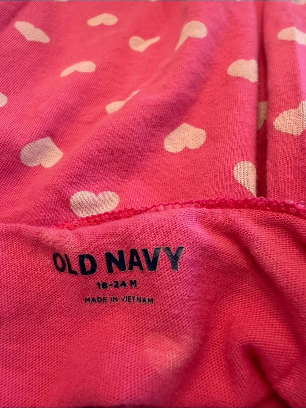 Old Navy Pink Long-Sleeve Tee with White Heart Print